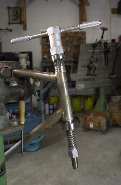 David's frame head tube reaming/facing/chamfering with the SILVA head tube mill. May, 2019