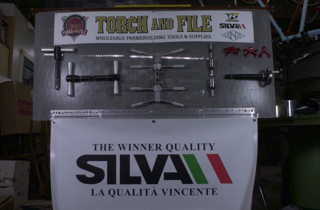 T&F framebuilding tool and supplies display board - SILVA side.