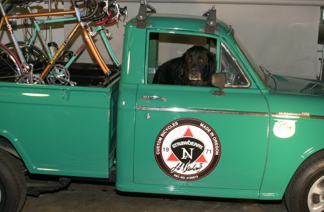 Ollie at Shotgun in the 1964 Datsun shop pickup, November, 2005.