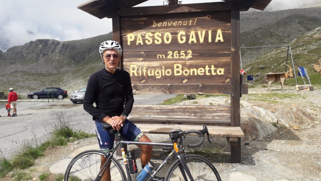 Marco has summited the Gavia Pass on his Strawberry, August, 2018
