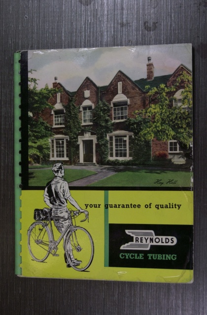 Reynolds catalogue from my first visit to the Reynolds Hay Hall Works, Tyseley, Birmingham, England in the early 1970's.  I remember having a very excellent lunch with Terry Bill and touring the factory.  As I left I was given a glass smoking ashtray which I cherish today.  It is a collectors item as Reynolds has relocated from Hay Hall which is depicted on the ashtray.