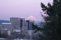 Mt. Hood over Portland 5:55pm Feb. 2006.