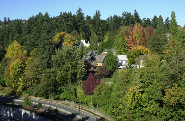 Pittock Mansion Walk, Autumn 2006.  View to the west from the Vista Bridge.
