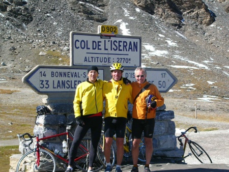 Jim (on his Strawberry), Rob and Dave ride the Alps 2005.  Congrats guys.