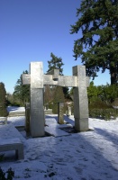 Washington Park Rose Garden stainless steel sculpture (Kelly), December, 2008.